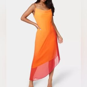 Bebe Ombre Chiffon Cowl Dress